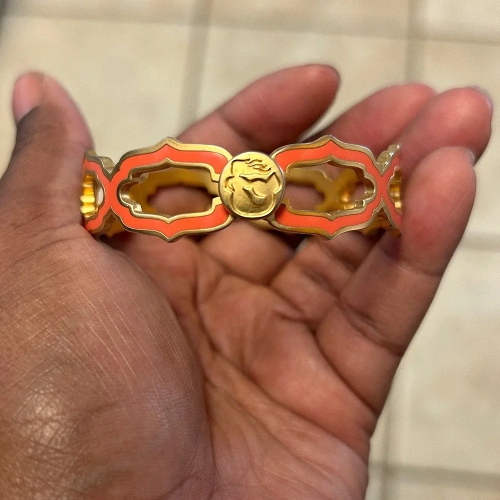 Coral Cut Cartouche Bangle Fashion Spartina 449‎ OS Coral Gold bracelet